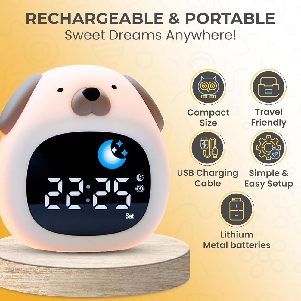 Sound Sleep Trainer Clock - ساعة منبه جديدة مضيئة بتصميم كلب