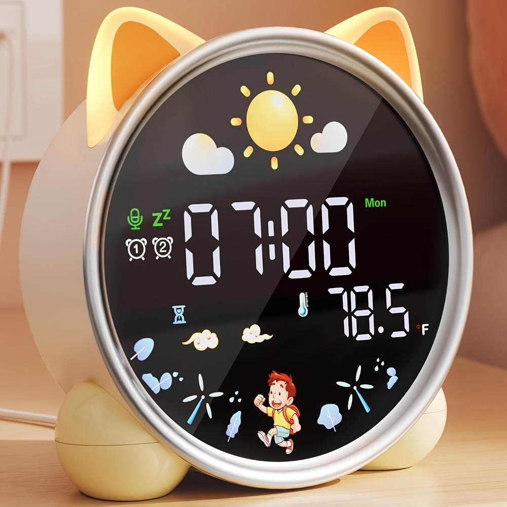 Sound Sleep Trainer Clock - ساعة منبه للأطفال جاهزة للارتفاع، مدرب