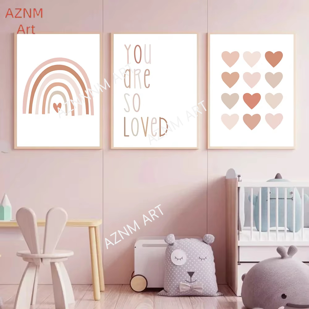 Baby Nursery Posters - 1/3 قطعة ، الكرتون القلب قوس