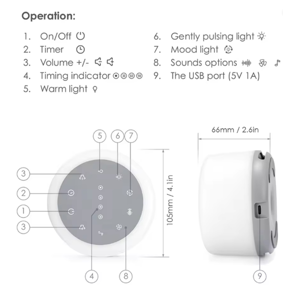 Baby Sound Machine White - 2025+ آلة صوت النوم المحمولة آلة