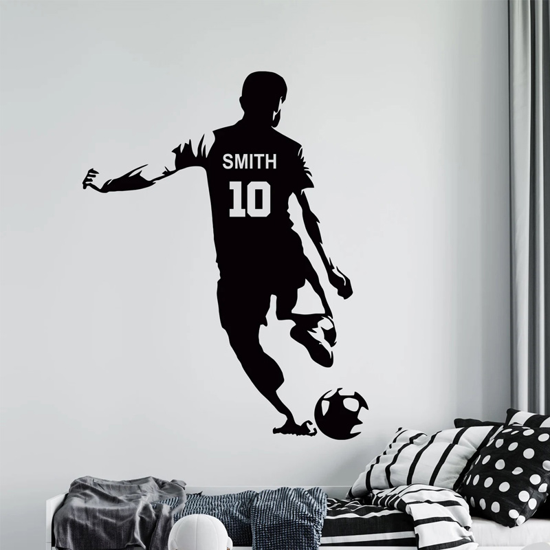 Baby Name Wall Art - شخصية لاعب كرة القدم اسم ورقم