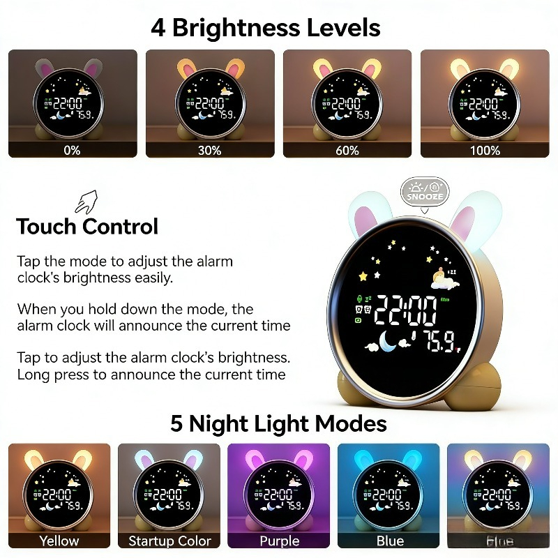 Sound Sleep Trainer Clock - ساعة منبه للأطفال مع ضوء ليلي