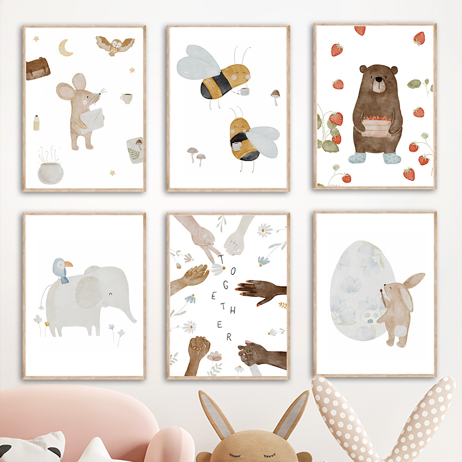 Baby Nursery Posters - ملصقات وطباعات بوهو لحيوانات الأليفة: الفيل،