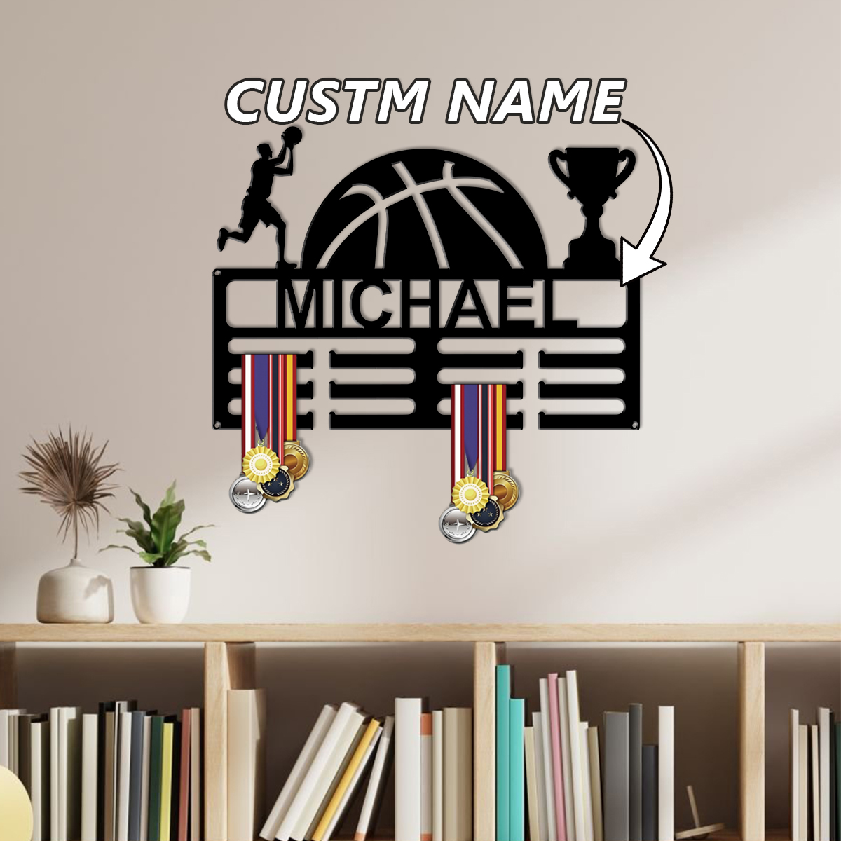 Baby Name Wall Art - حامل ميداليات كرة السلة المعدني المخصص
