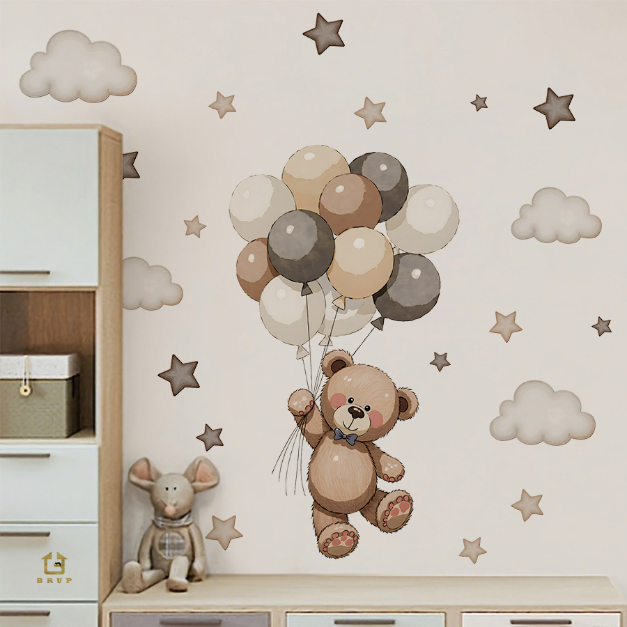 Baby Nursery Kids - ملصقات حائط على شكل دمية دب