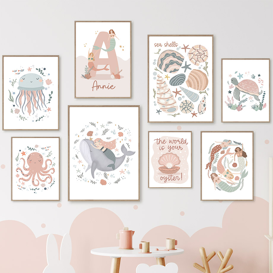 Baby Name Wall Art - ملصقات مخصصة بأسماء الأطفال بتصاميم كرتونية