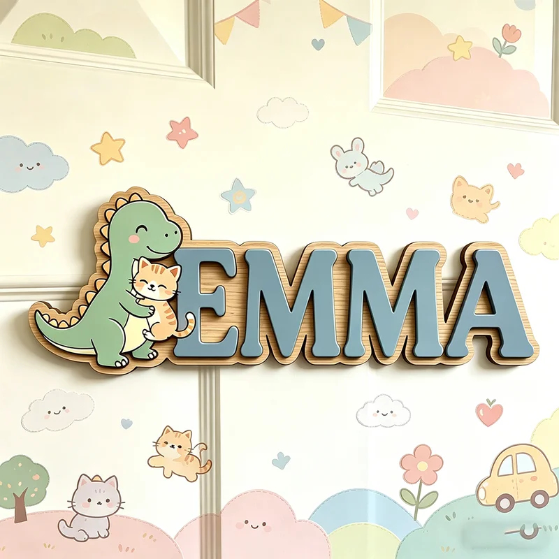 لوحة اسم مخصصة بتصميم ديناصور  - مراجعة Baby Name Wall Art وسعره