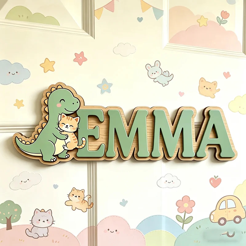 لوحة اسم مخصصة بتصميم ديناصور  - مراجعة Baby Name Wall Art وسعره