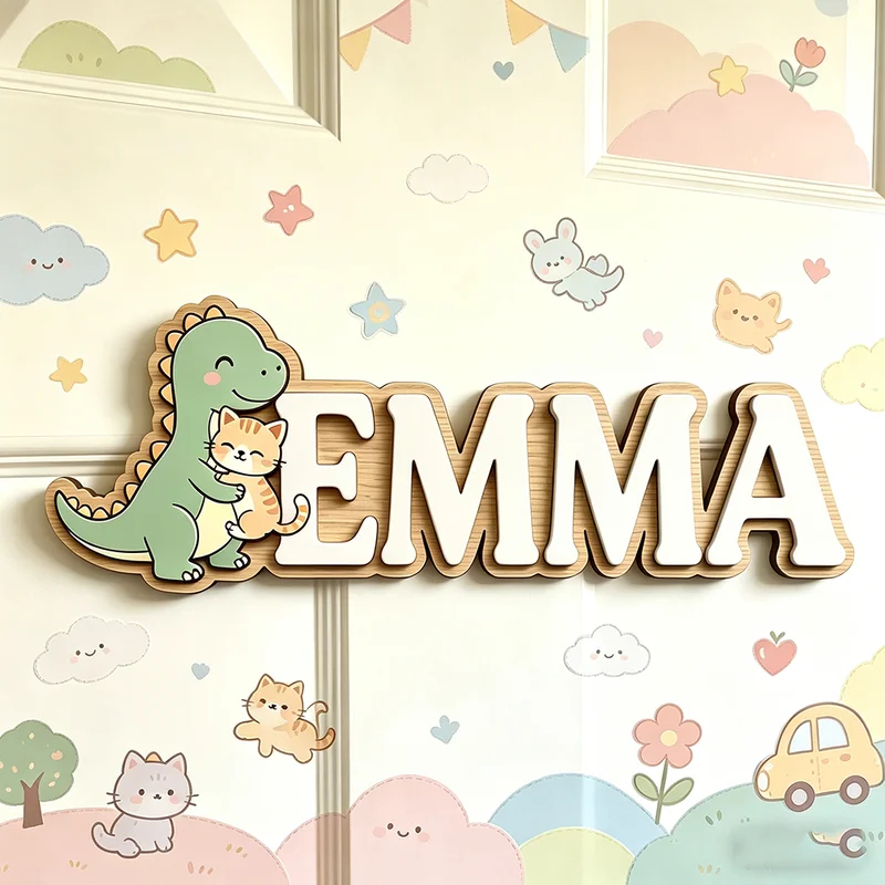 لوحة اسم مخصصة بتصميم ديناصور  - مراجعة Baby Name Wall Art وسعره