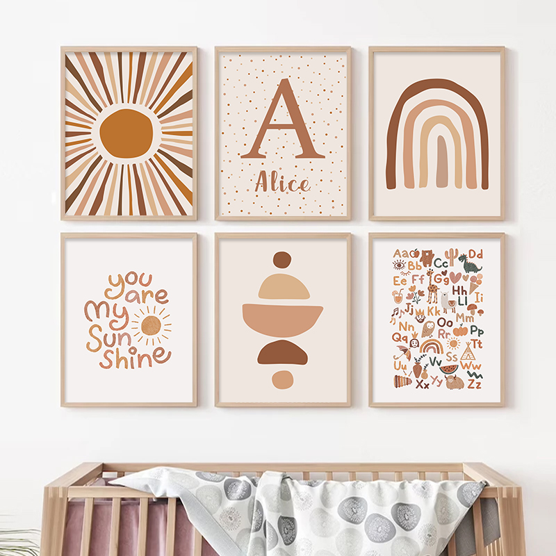 مجردة الشمس قوس قزح مخصص اسم ا - مراجعة Baby Name Wall Art وسعره