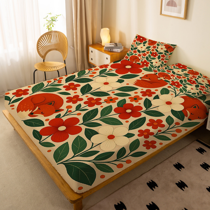 غطاء سرير مزخرف بنقشة ثعلبين ص - مراجعة Baby Nursery Home وسعره