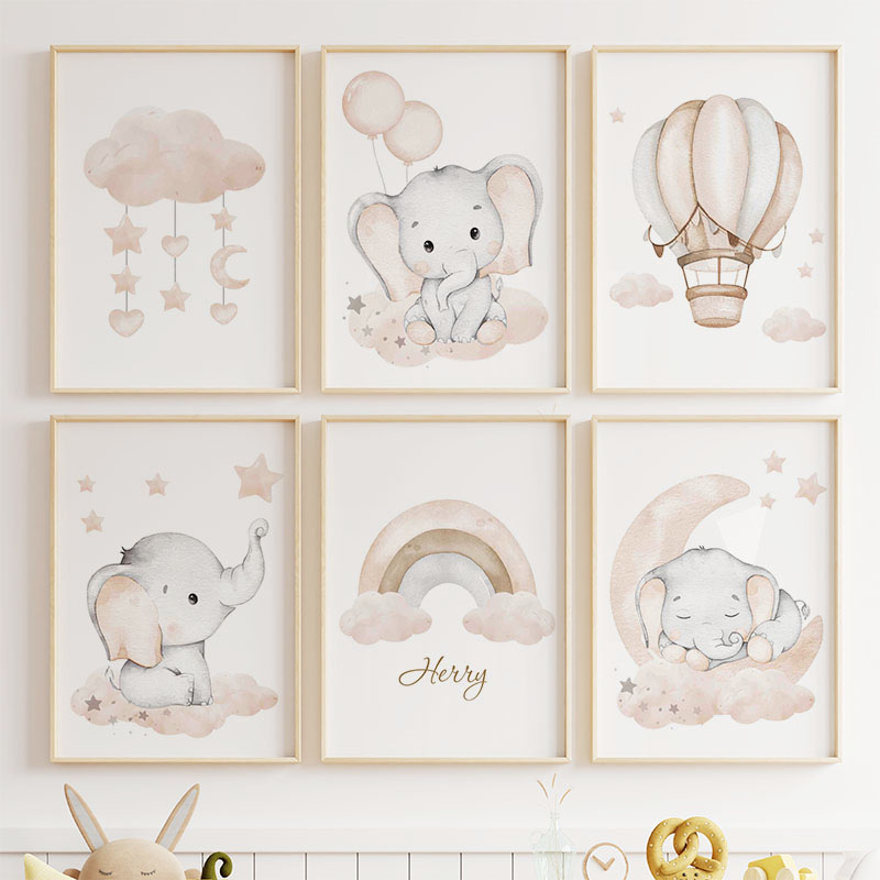 لطيف الفيل الساخن بالون القمر  - مراجعة Baby Nursery Posters وسعره