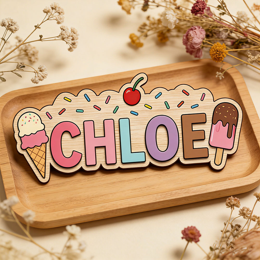 لافتة خشبية مخصصة بتصميم مخروط - مراجعة Baby Name Wall Art وسعره