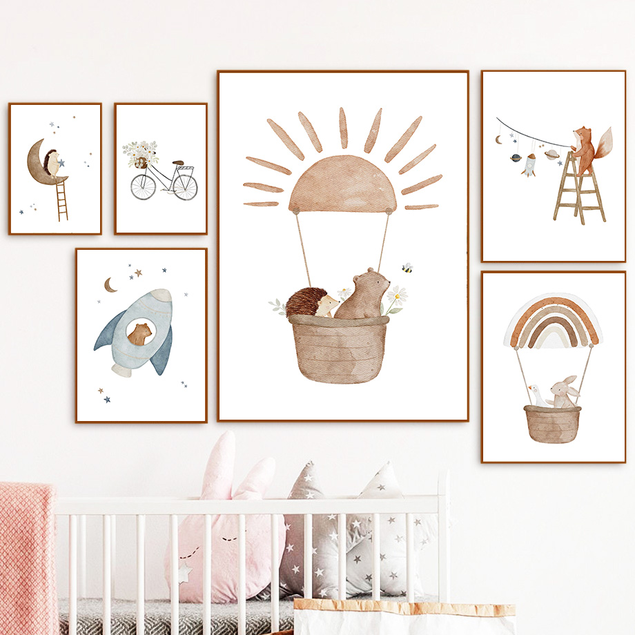 حيوانات كرتونية حضانة جدارية ف - مراجعة Baby Nursery Posters وسعره
